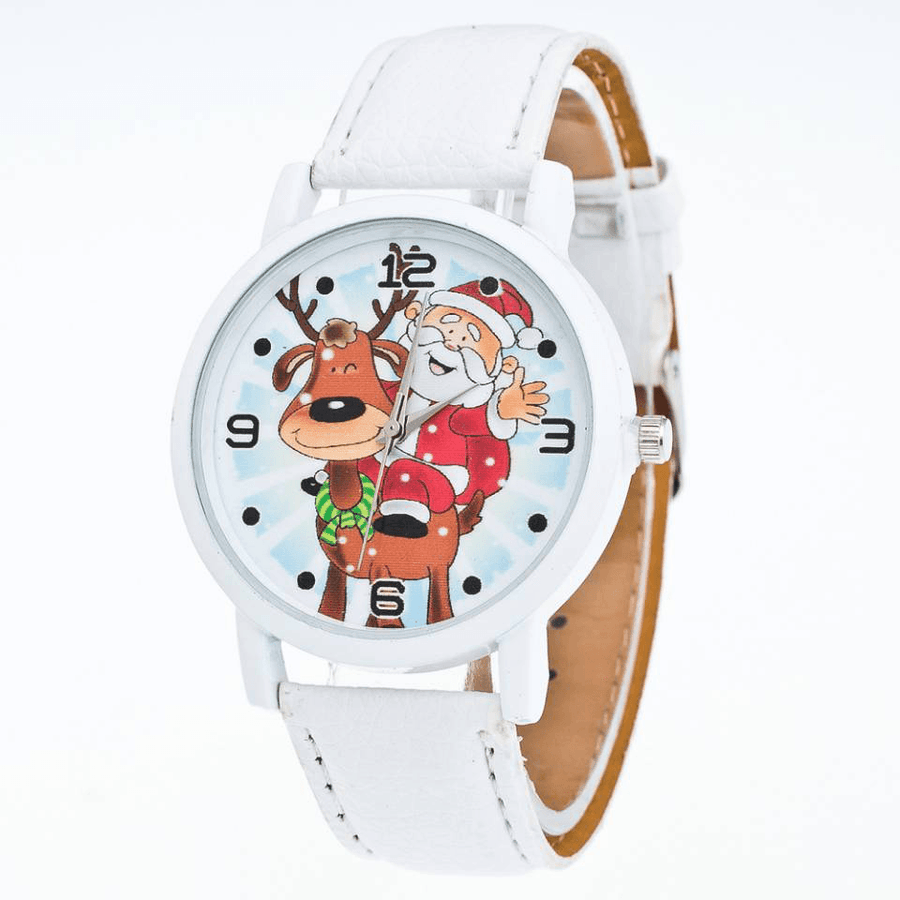 Fashion Christmas Santa Claus Pattern Cute Watch Leather Strap Men Women Quartxz Watch - MRSLM