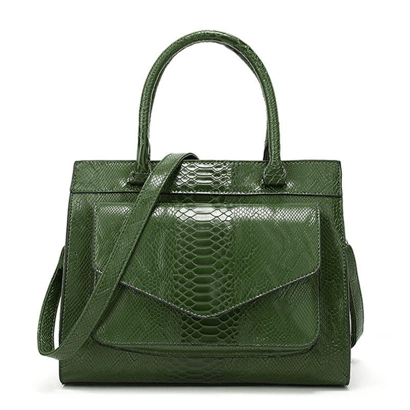 Women Snake Pattern Tote Bag Casual Large Capacity Crossbody Bag Handbag - MRSLM