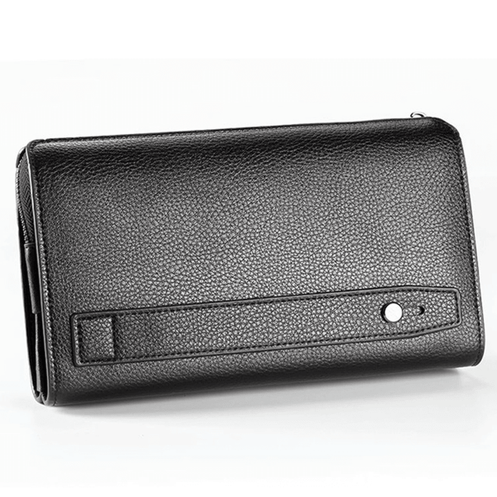 PU Business Casual Zipper Clutch Bag 4 Cash Pockets Wallet for Men - MRSLM