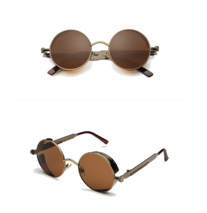 Gothic Steampunk Sunglasses for Women Men round Lens Metal Frame - MRSLM