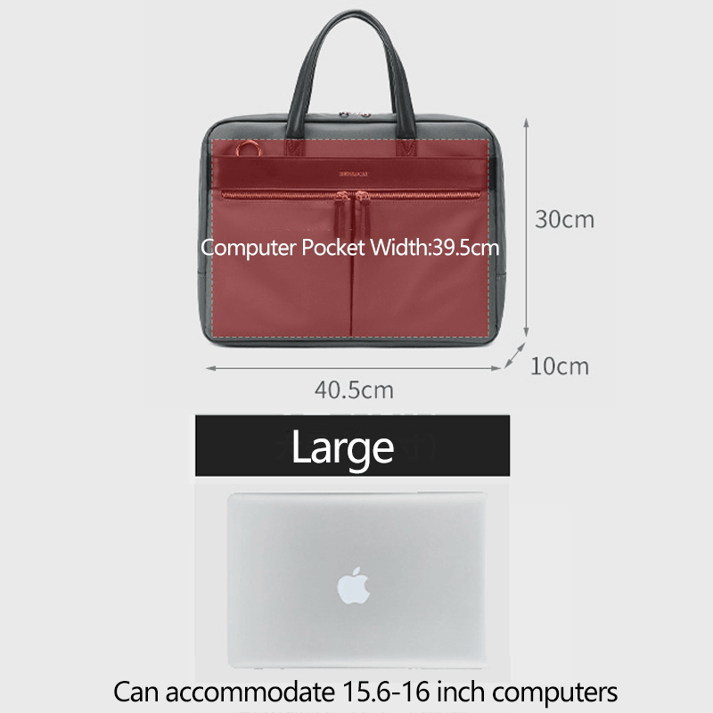 Women Simple 13.3/14/15.6 Inch Laptop Crossbody Bag Multi-Compartment RFID Anti-Theft Lightweight Handbag - MRSLM