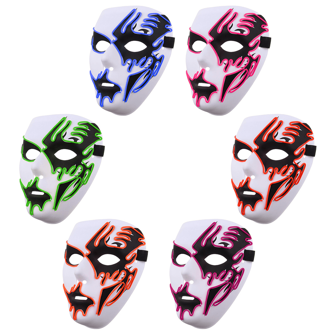 Halloween Mask LED Luminous Flashing Party Masks Light up Dance Halloween Cosplay Props - MRSLM