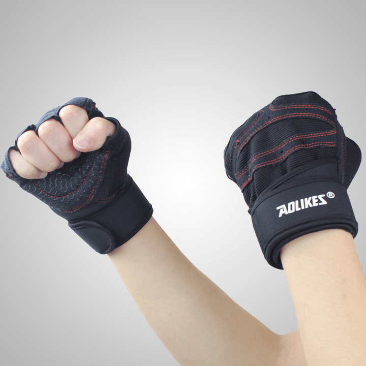 Fitness Gloves Men and Women Exercise Equipment Dumbbell Exercise Weightlifting Half-Finger Gloves Training Gym Breathable Non-Slip - MRSLM