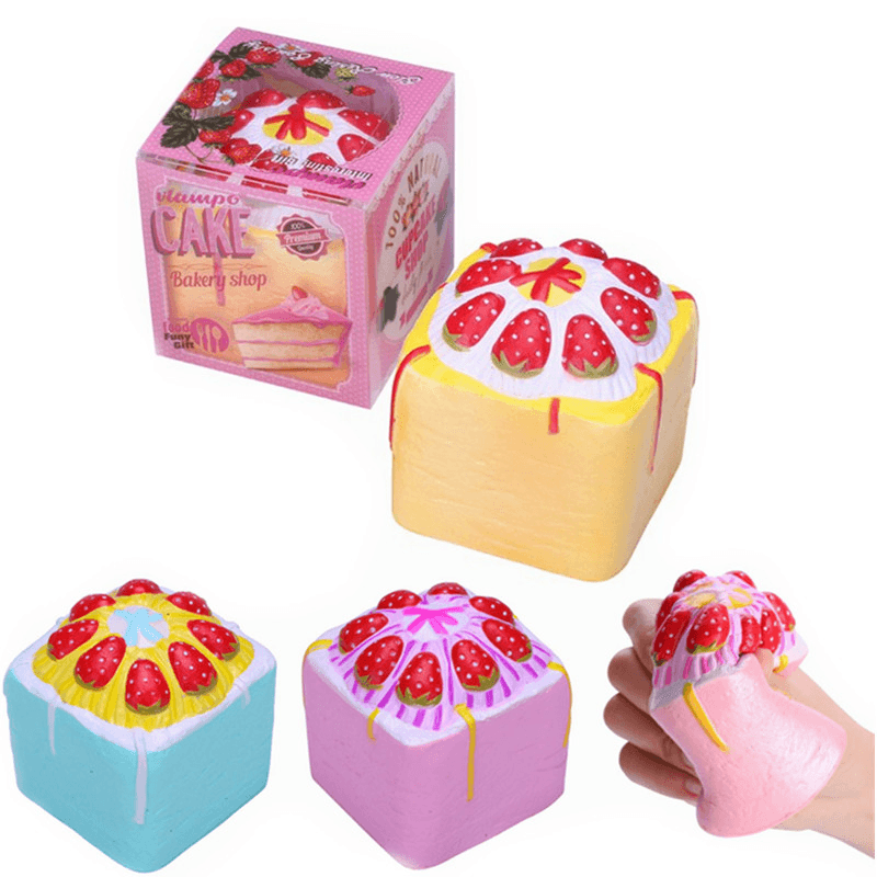 Vlampo Squishy Jumbo Strawberry Cup Cake Cube Licensed Slow Rising with Packaging - MRSLM