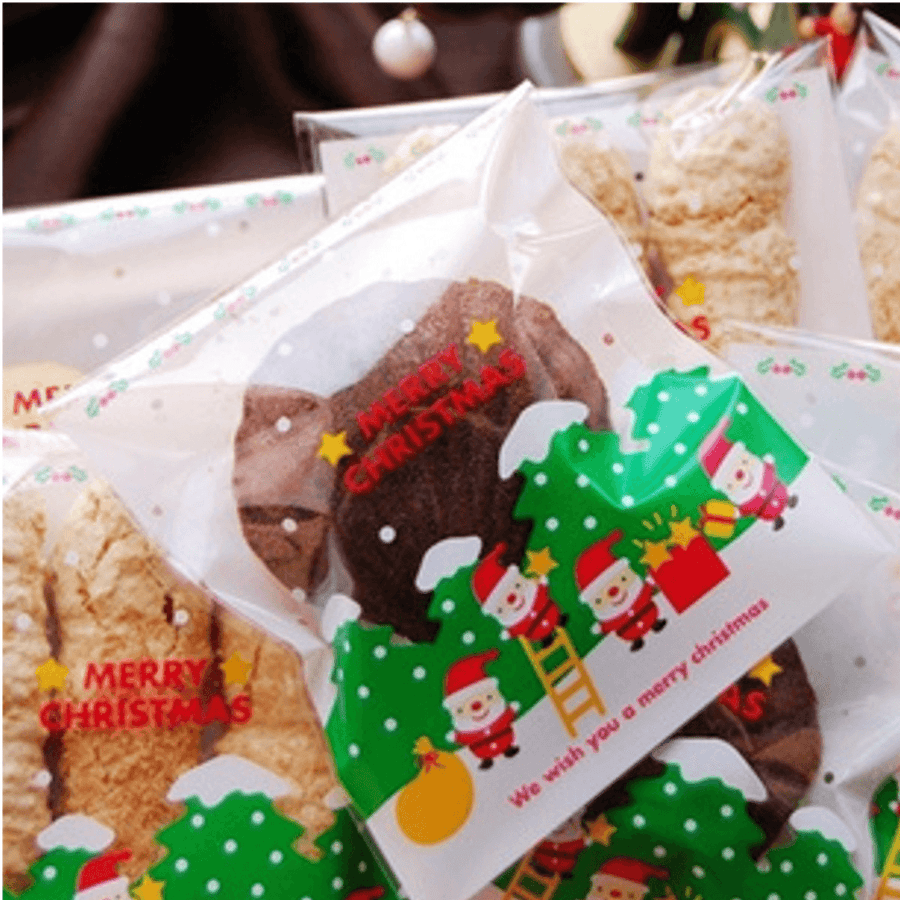 100Pcs Christmas Biscuit Candy Gift Cookie Sweet Present Bag - MRSLM