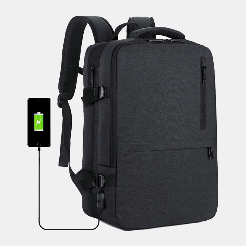 Men Oxford Extension Capacity USB Charging Multi-Pocket Business Laptop Bag Backpack - MRSLM