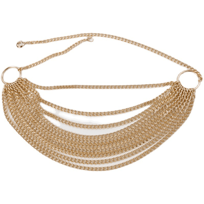 Multi-Level Chain Ladies Decorative Chain Metal Gold Waist Chain Belt - MRSLM