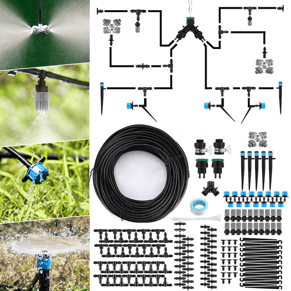 40M Automatic DIY Plant Watering Kit Garden Distribution Tubing Hose Adjustable Nozzle Irrigation System - MRSLM