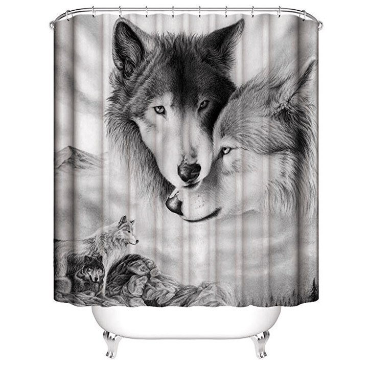 Custom Wolf Shower Curtain Art Print Pattern Shower Curtain Bathroom Decoration Curtain - MRSLM