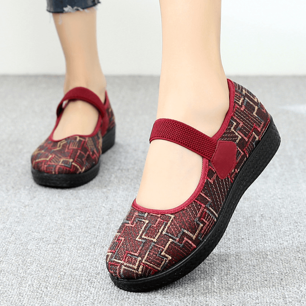 Women Old Peking Cloth Elastic Slip on Resistant Loafers - MRSLM