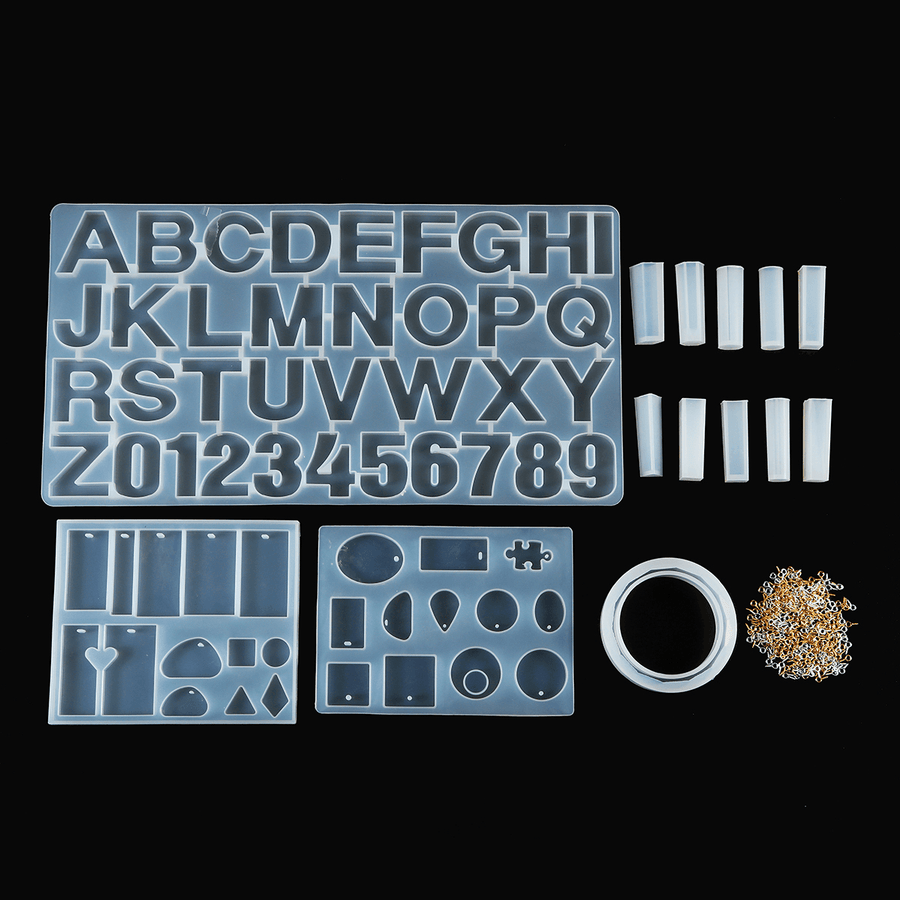 214PCS Silicone Epoxy Resin Casting Mold Kit Jewelry Pendant Making DIY Mould Craft - MRSLM