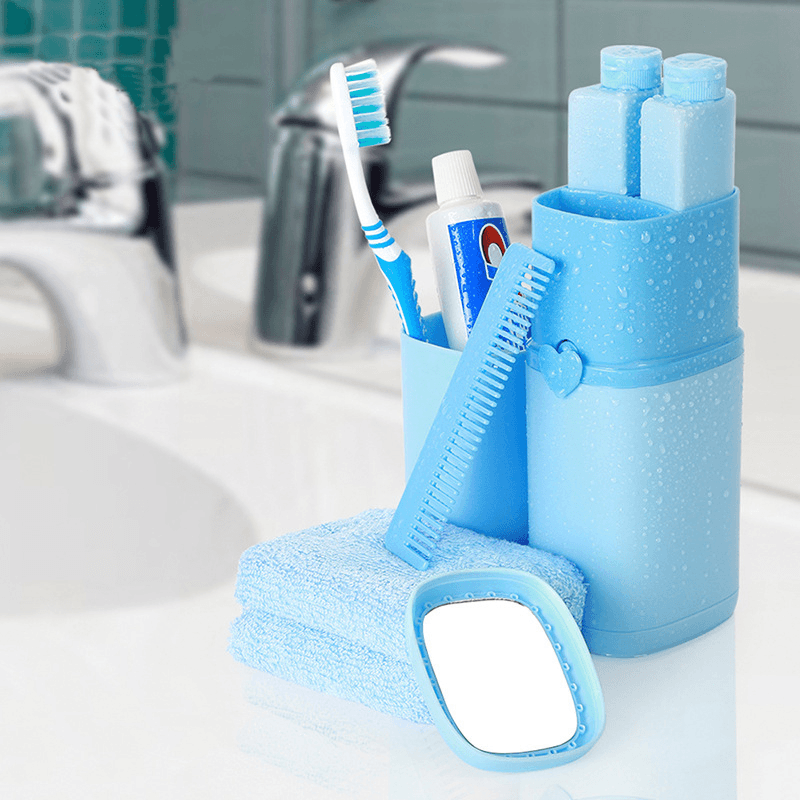 Honana BX-123 Protable Bathroom Wash Gargle Suit Wash Cup Travel Camping Shampoo Bottle Set - MRSLM