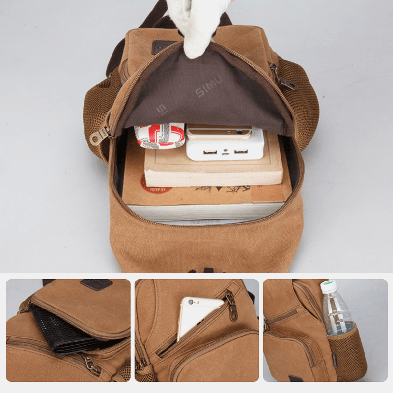 Men Casual Vintage Chest Bag Shoulder Bag for Outdoor Travel - MRSLM