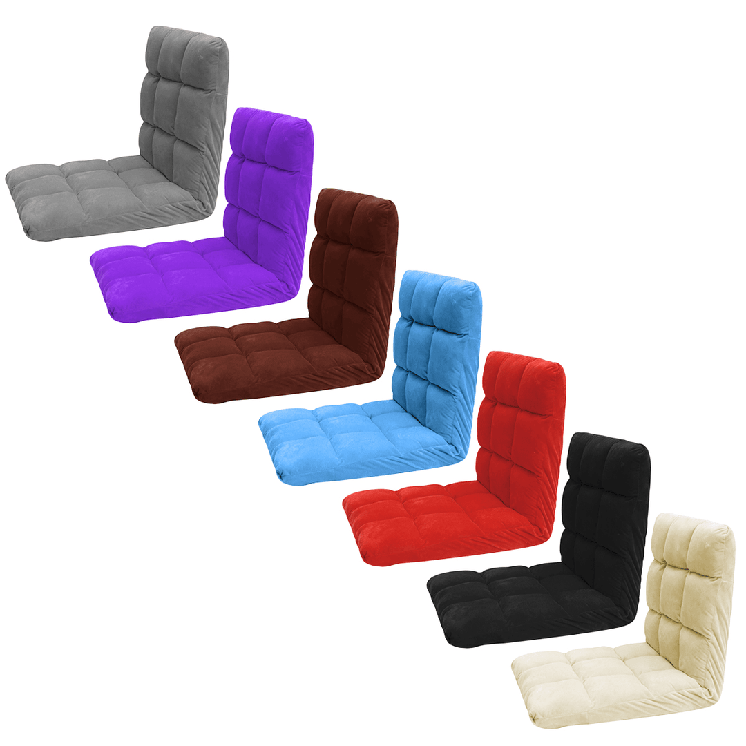 Adjustable 14-Position Floor Folding Lazy Sofa Cushioned Chaise Chair Lounge Chair for Living Room Bed Room - MRSLM