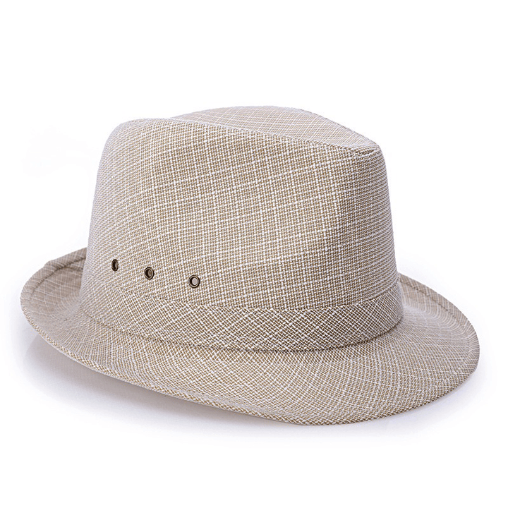 Mens Vintage Crimping Polyester Short Brim Jazz Hat Bucket Hat Beach Cap Travel Breathable Sun Cap - MRSLM