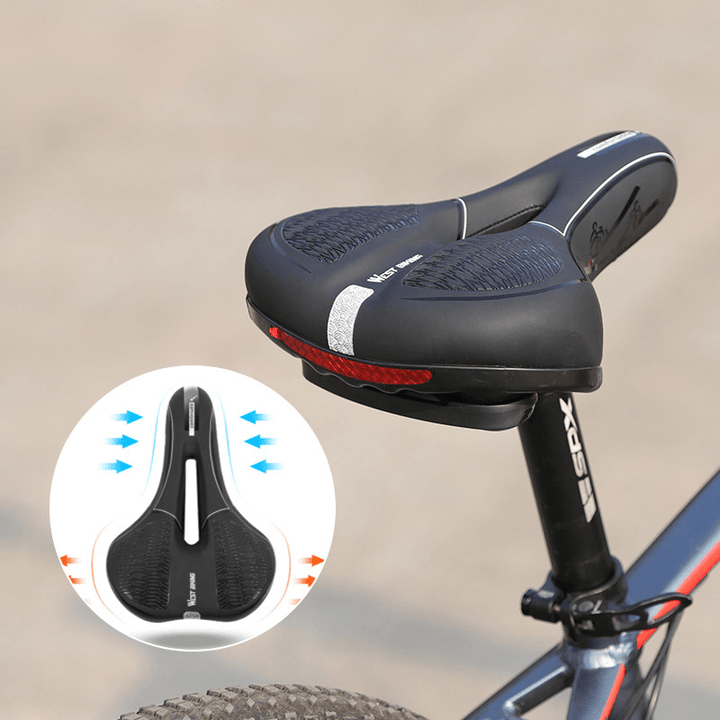 WEST BIKING Reflective PVC Surface Leather Bicycle Riding Saddle with Waterproof Non-Slip Outdoor - MRSLM
