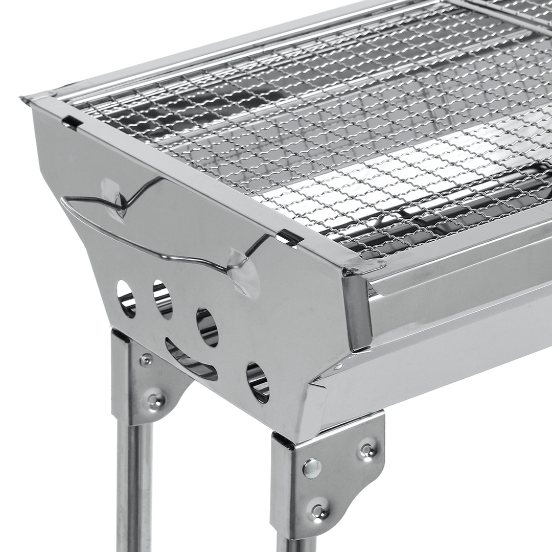 3-5 People Folding BBQ Grills Stainless Steel Charcoal Barbecue Stove Camping Picnic Patio - MRSLM