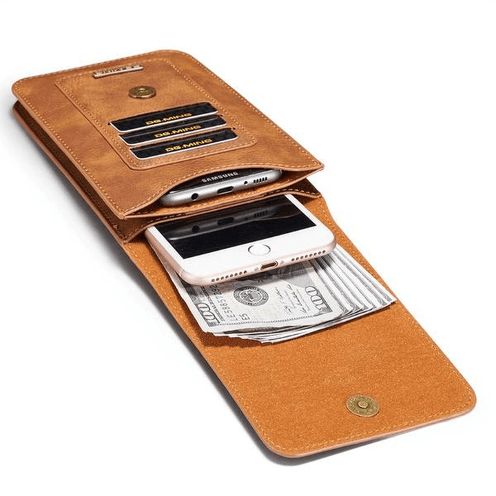 Men Faux Leather Vintage Card Holder Waist Bag Phone Bag - MRSLM