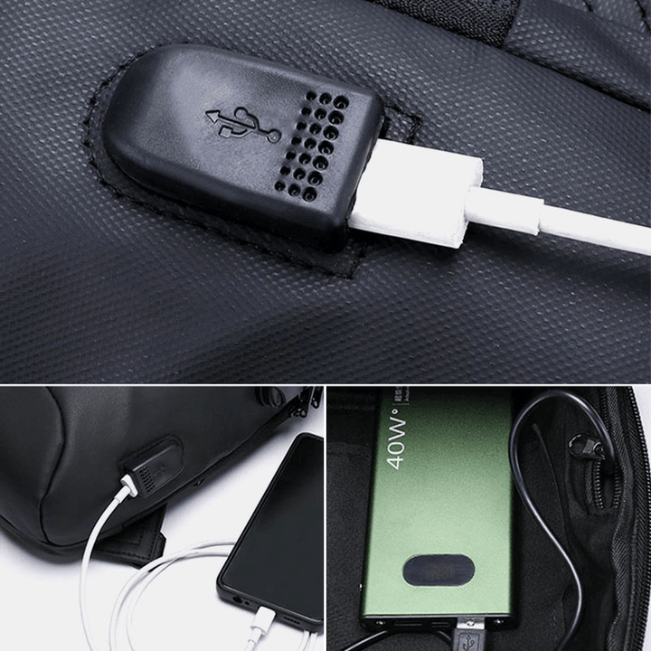 Men Oxford Anti-Theft Password Lock Large Capacity Chest Bag Travel USB Charging Waterproof Breathable Messenger Bag Shoulder Bag - MRSLM