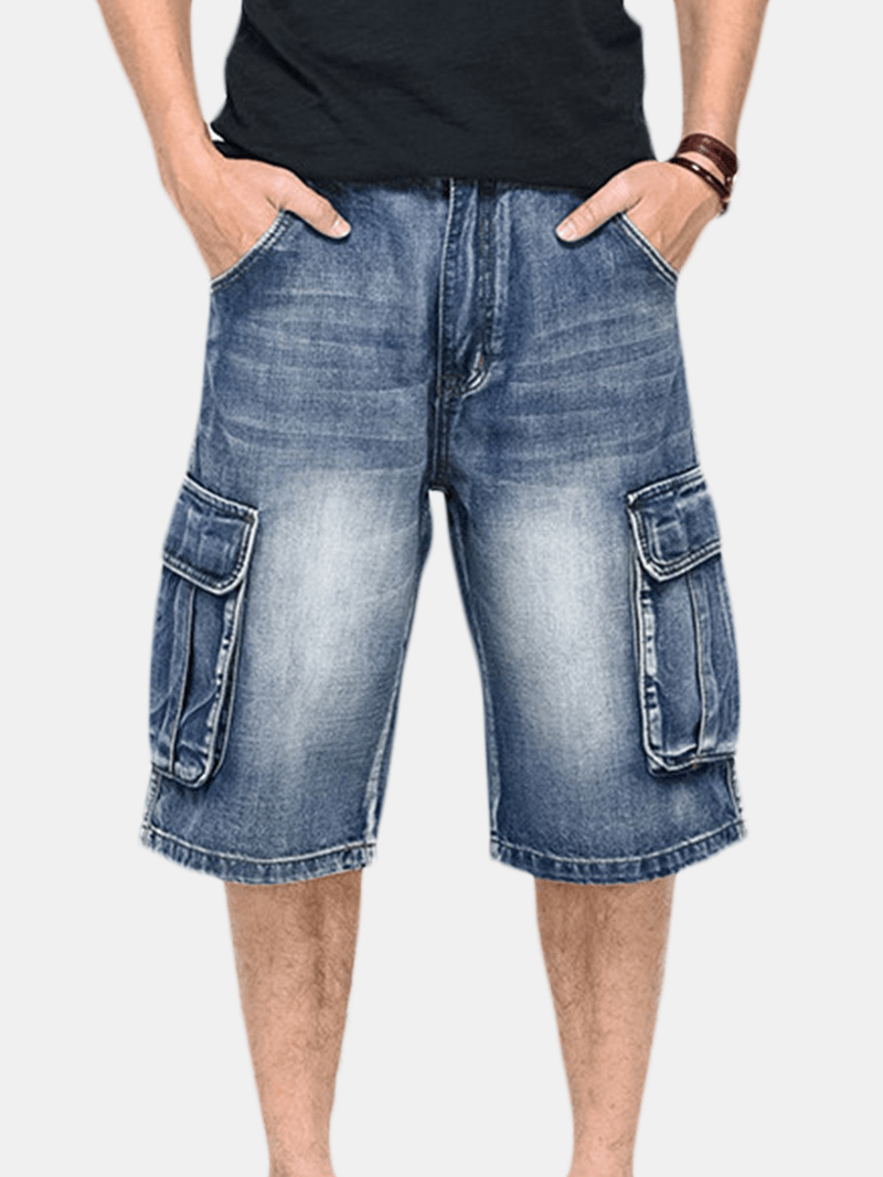 Summer Mens Big Pockets Jeans Loose Street Skateboard Denims Shorts - MRSLM