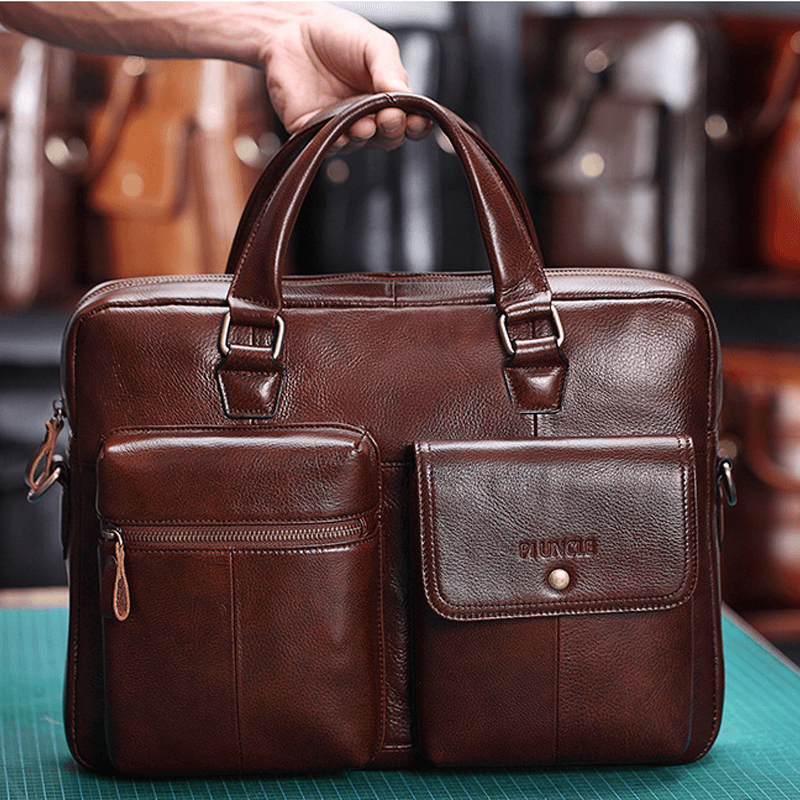 Men Genuine Leather Handbag Crossbody Bag Messenger Bag - MRSLM