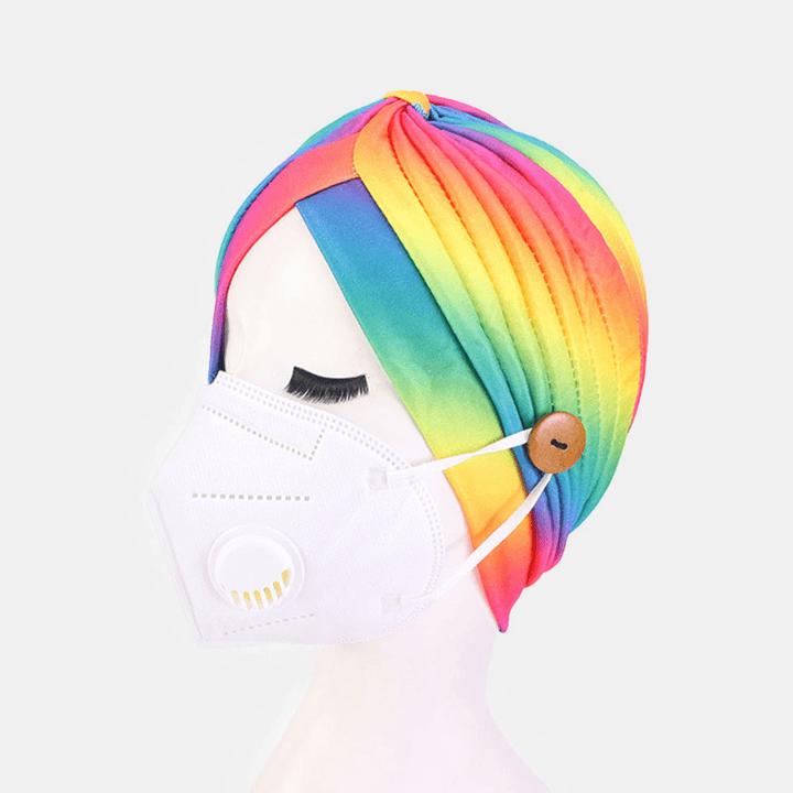Printed Multi-Colored Beanie National Style Button Mountable Ears Prevent Strangulation - MRSLM