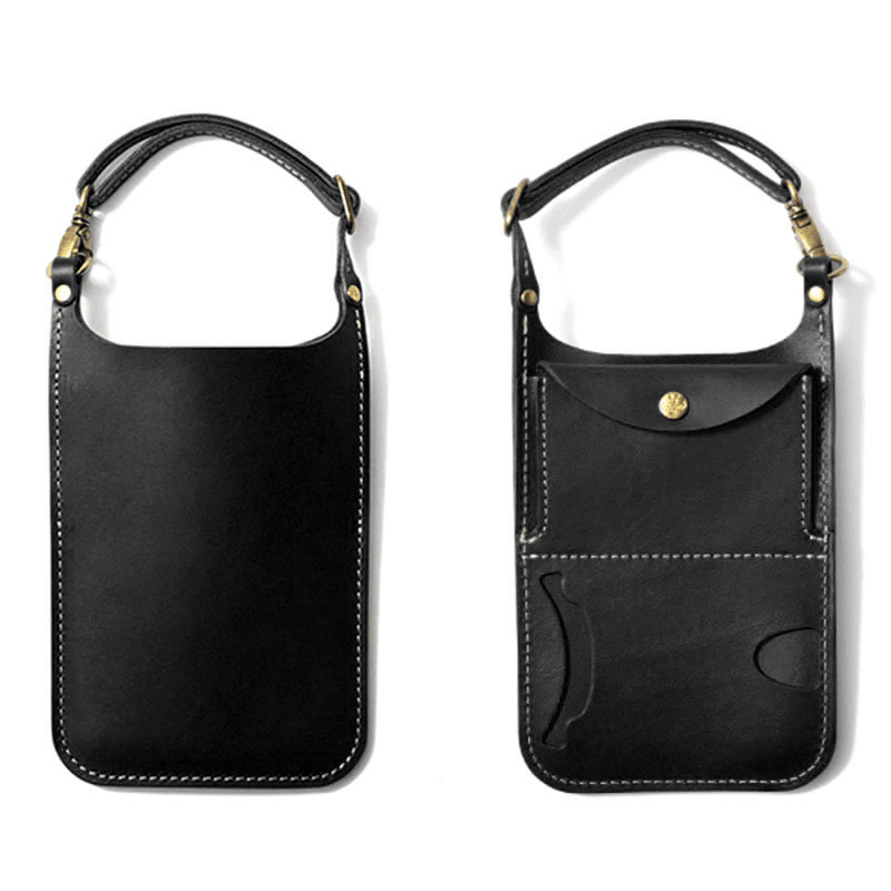 Genuine Leather Vintage Casual Carry 6.1 Inch Phone Bag Coin Bag Waist Bag for Men Women - MRSLM