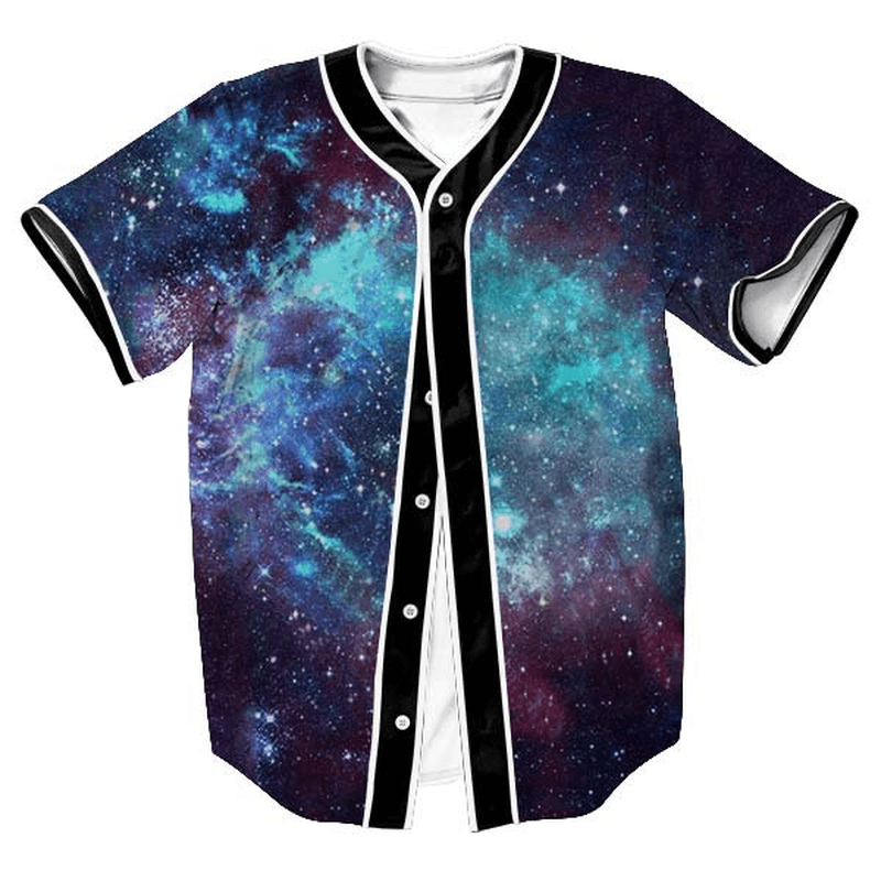 Short Sleeve 3D Printing Fashion Button Cardigan Baseball Uniform - MRSLM