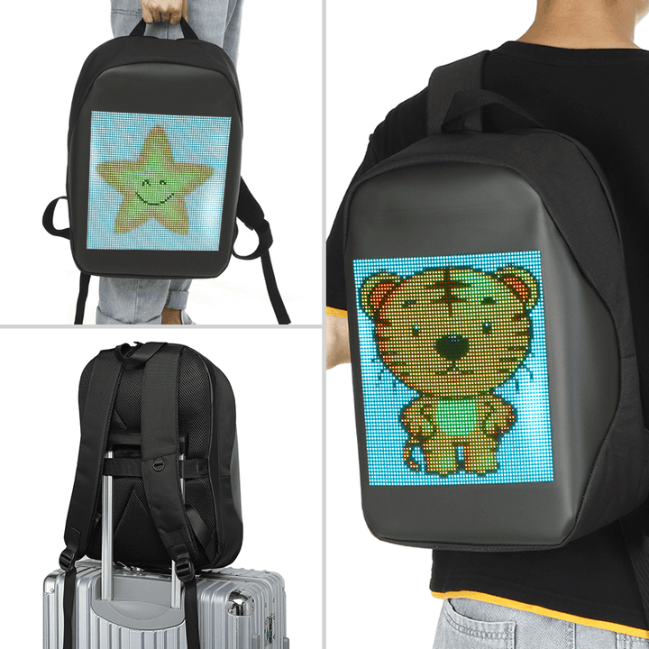 25*25Cm Wifi Connection Intelligent Technology Luminous Backpack Electronic Screen LED TPU Large Capacity Backpack - MRSLM