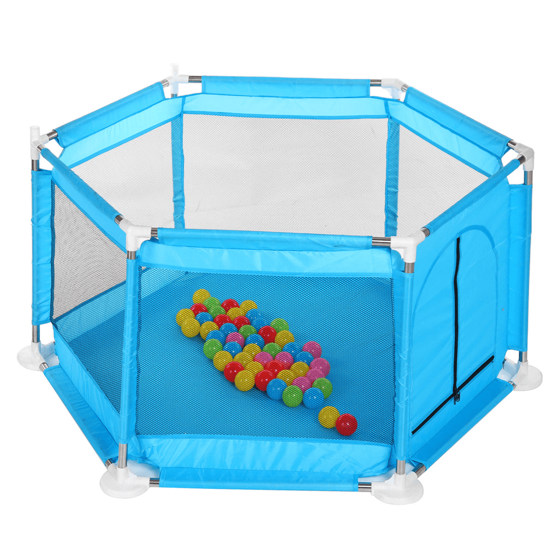 Baby Safety Playpen Playing House Balls Tent Kid Activity with Folding Basket 50 Pcs Ocean Balls - MRSLM