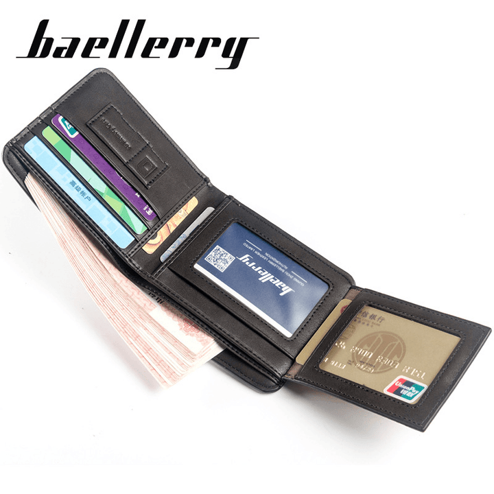Baellerry Men Multi-Card Short Wallet Matte Leather Wallet - MRSLM