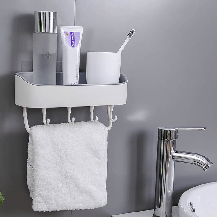 Bathroom Shelf Organizer Bath Shower Gel Shampoo Holder Storage Rack Punch Free - MRSLM