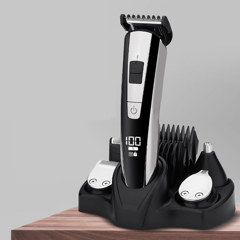 NK-2555 5 in 1 LCD Display Multifunctional Hair Trimmer USB Rechargeable Electric Hair Care Clipper - MRSLM