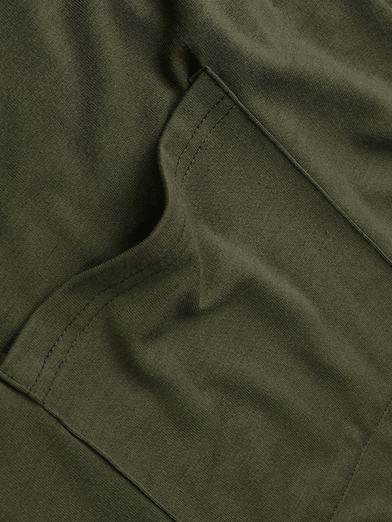 Women Short Sleeve V-Neck Loose Pocket Harem Jumpsuits - MRSLM