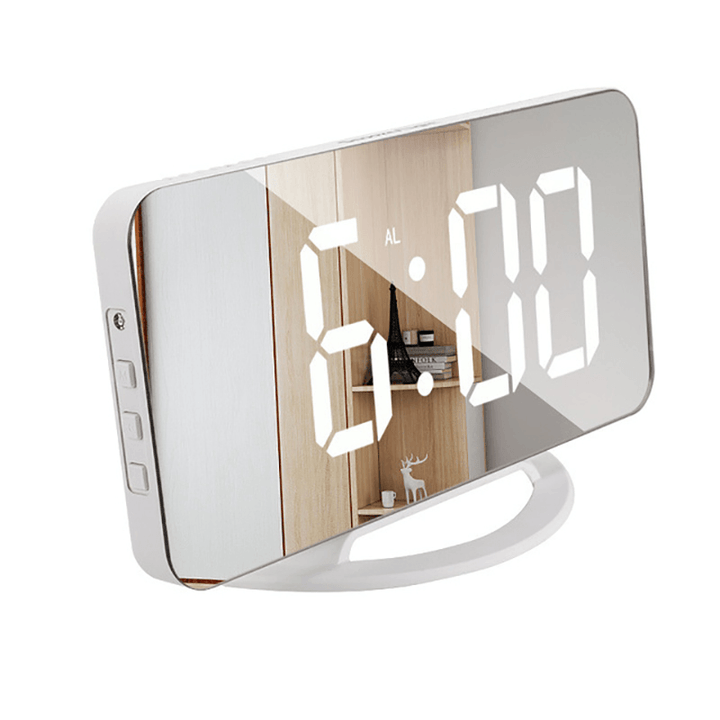 Multifunctional Mirror Alarm Clock LED Makeup Mirror Digital Alarm Clock Automatic Photosensitive Electronic Desk Clock - MRSLM