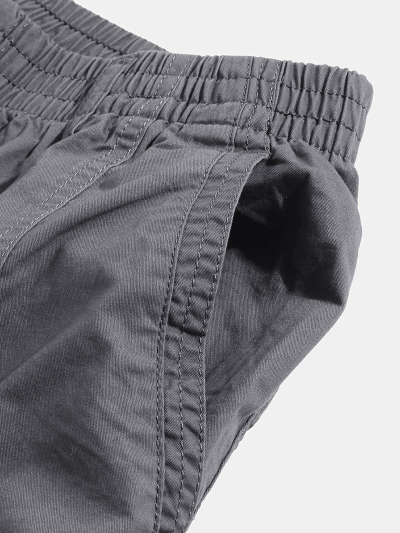 Mens Cotton Multi Pocket Elastic Waist Cargo Pants - MRSLM