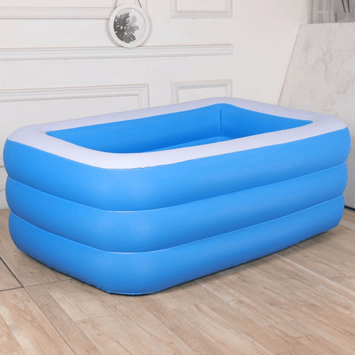 3-Layer Blue and White Inflatable Foldable Portable Swimming Pool Bathtub for Adult Children Home - MRSLM