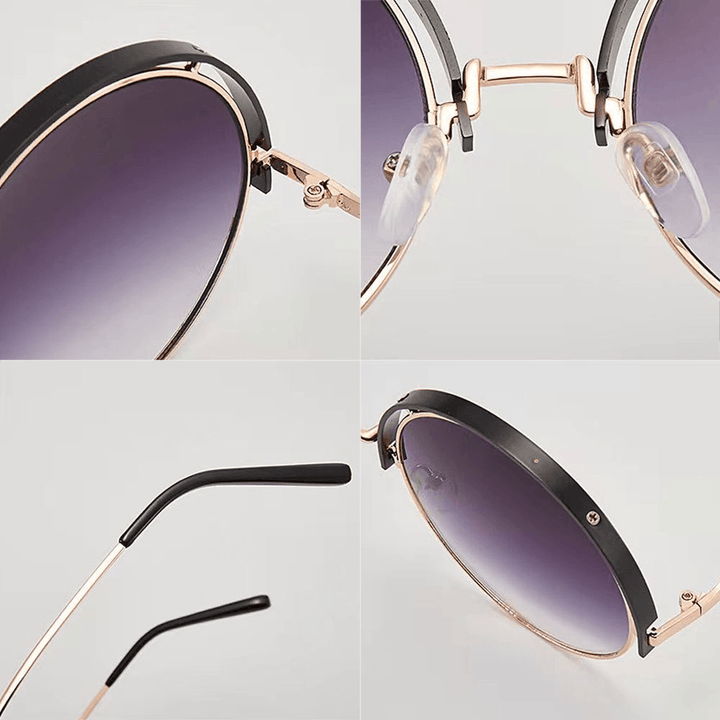Unisex round Metal Full Frame PC Gradient Lens Anti-Uv Sun Protection Sunglasses Goggles - MRSLM