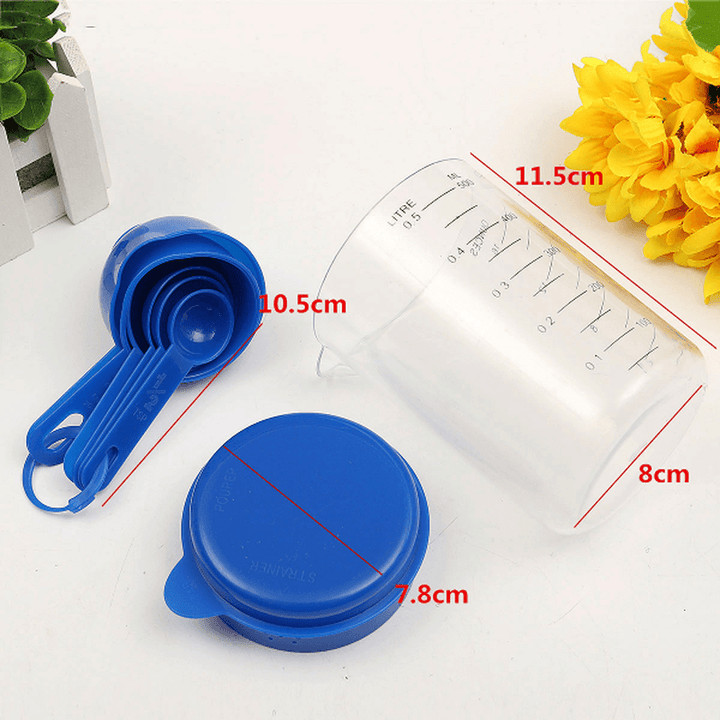 500ML Plastic Craft Tea Spoon Measuring Cup with Spoons Set for Lab - MRSLM