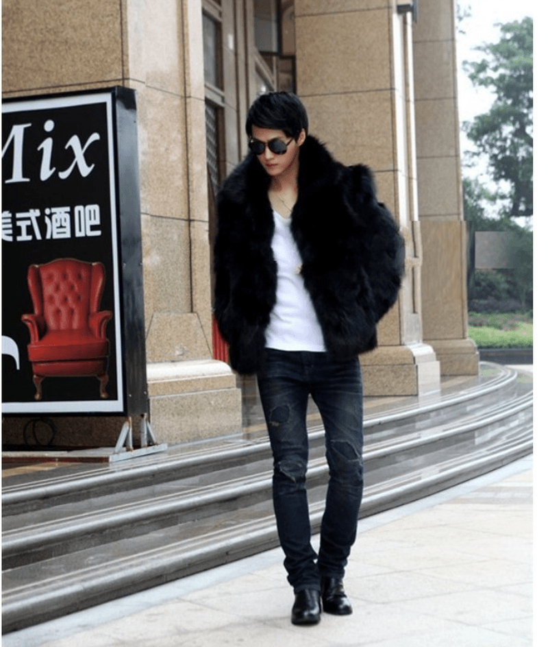 Men'S Faux Fur Jacket Autumn and Winter Korean Style Thatch Windbreaker Fur Jacket - MRSLM