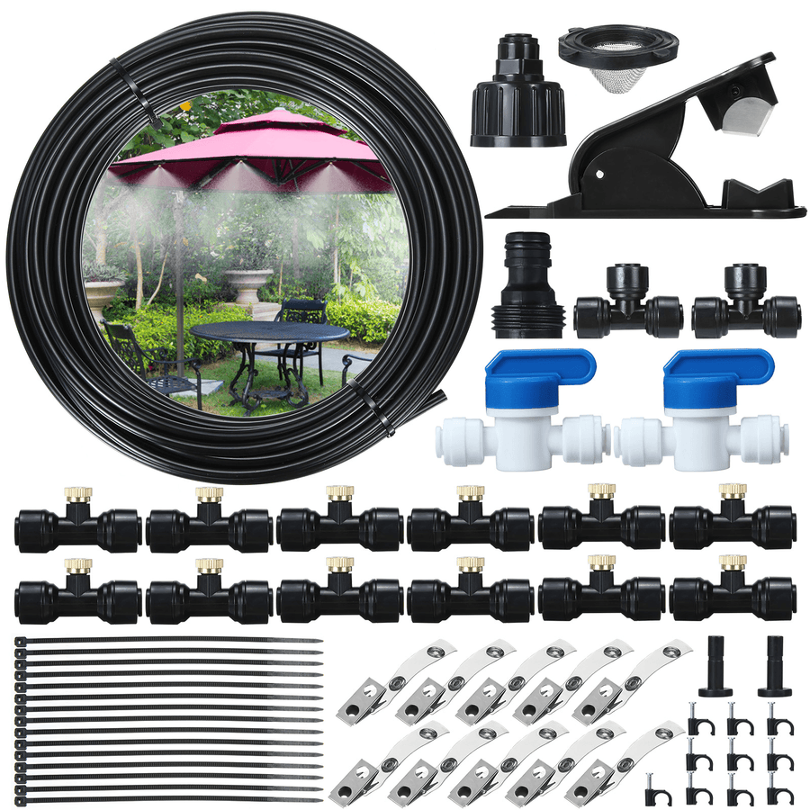 44PCS 15FT Misting Cooling System PE Spray Water Systemfor Garden Landscaping Greenhouse - MRSLM