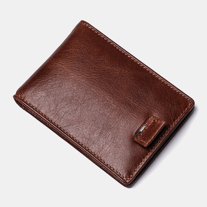 Men Genuine Leather Vintage Business Cowhide RFID Multi-Card Slot Money Clip Card Holder Wallet - MRSLM