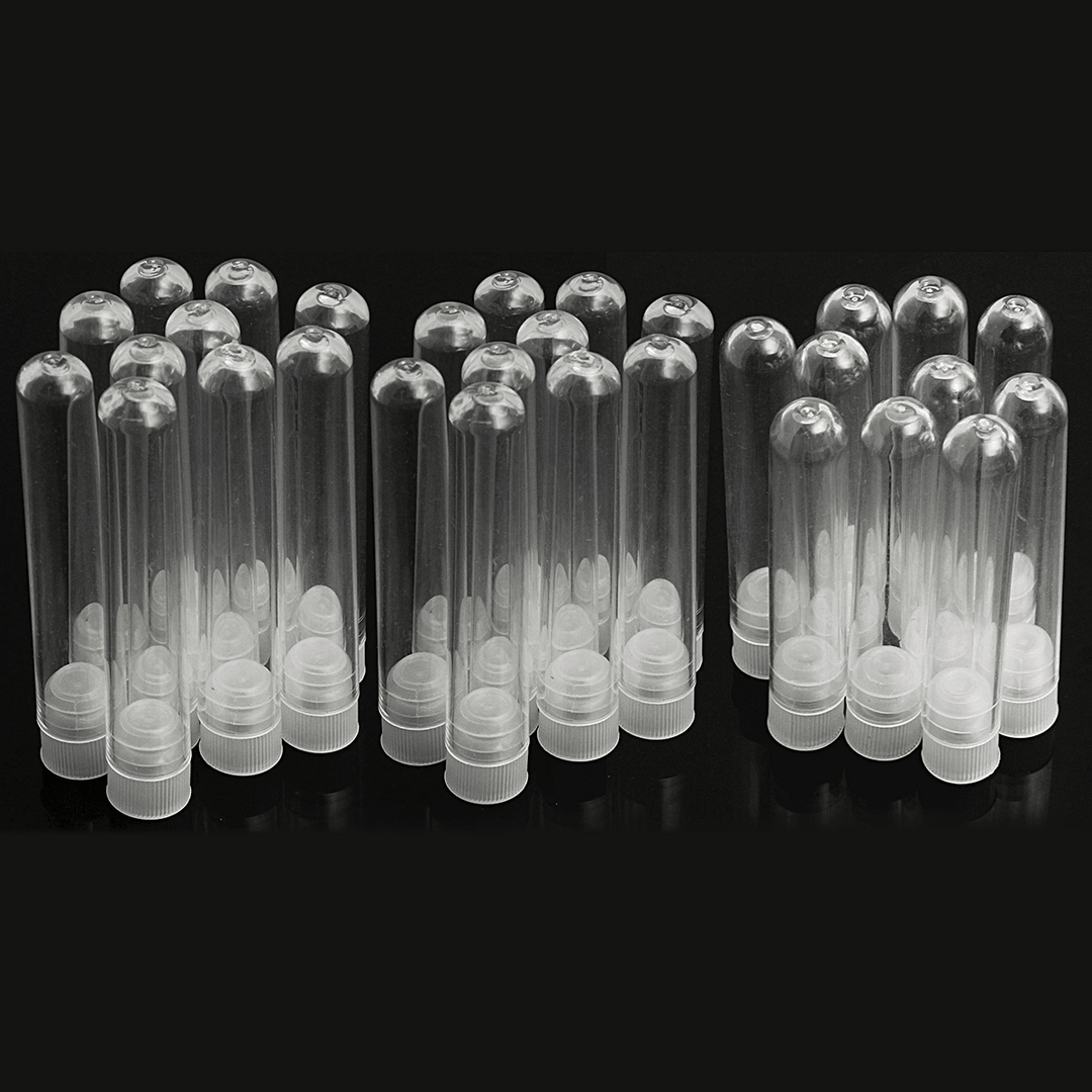 10Pcs Plastic Clear Laboratory Test Tubes Vial Sample Containers with Lid Caps - MRSLM