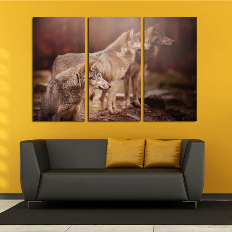 Miico Hand Painted Three Combination Decorative Paintings Three Dogs Wall Art for Home Decoration - MRSLM