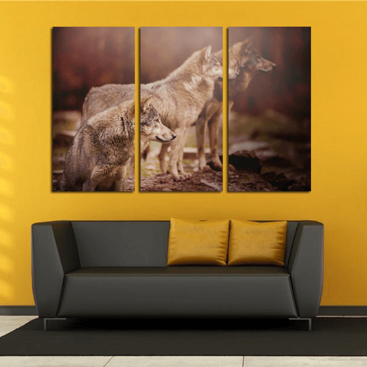 Miico Hand Painted Three Combination Decorative Paintings Three Dogs Wall Art for Home Decoration - MRSLM