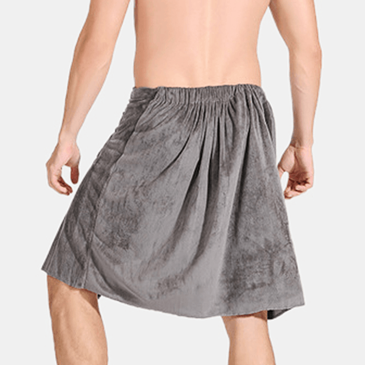 Mens Solid Color Bathtub Skirt Soft Comfortable Absorbent Beach Towel - MRSLM
