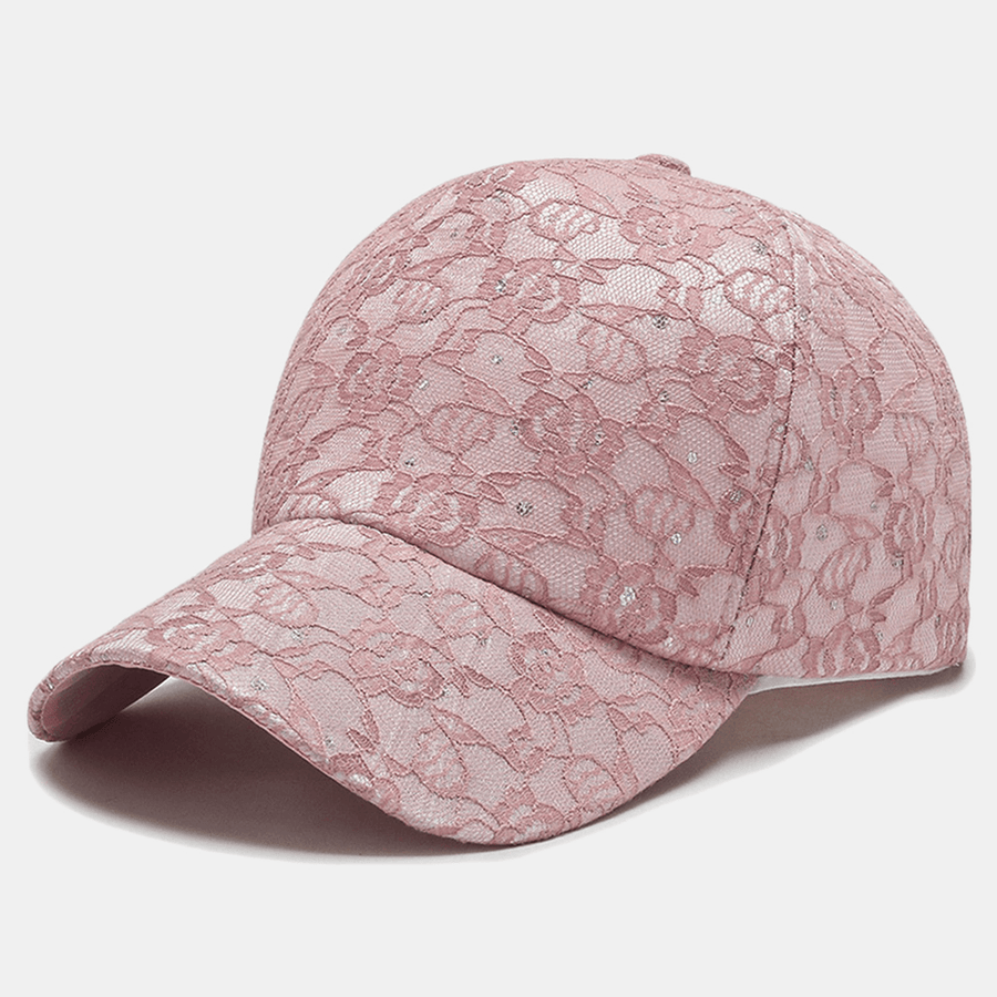 Women Fashionable Lace Baseball Cap Breathable Sequin Sun Hat - MRSLM
