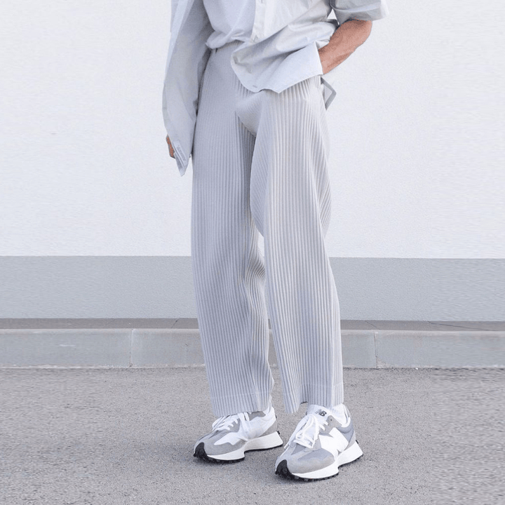 Men'S Solid Color Simple Mid-Waist Loose Casual Trousers - MRSLM