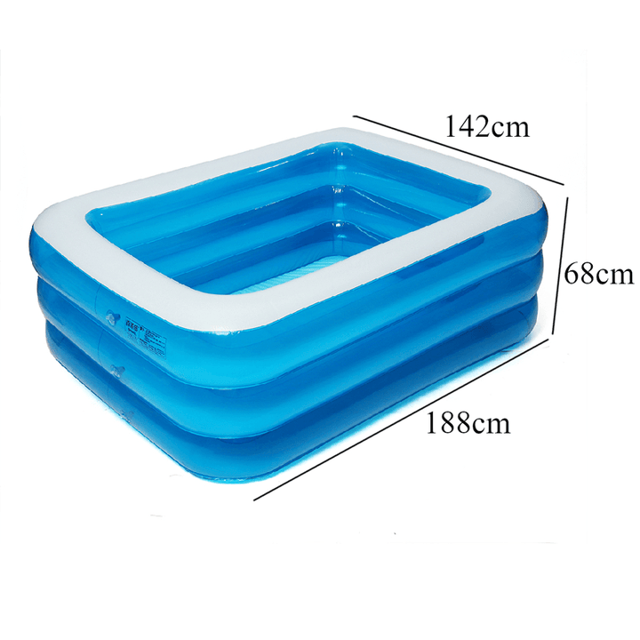 1~3Persons 188Cm*142Cm*68Cm Three-Layer Inflatable Pool Summer Swimming Garden Outdoor Inflatable Swimming Pool for Children Adult - MRSLM