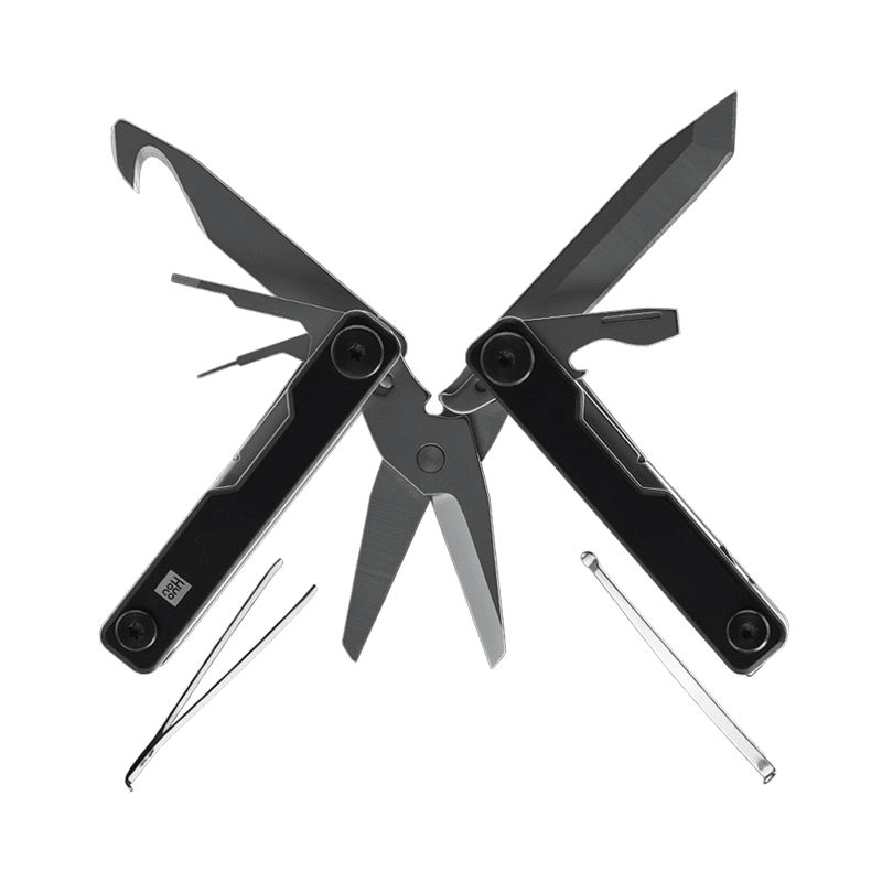 HUOHOU 10 in 1 Folding Multi-Function Tool EDC Knife Blade Screwdriver Can Opener Scissor Nail File Tweezer Ear Pick Outdoor Camping Tools - MRSLM